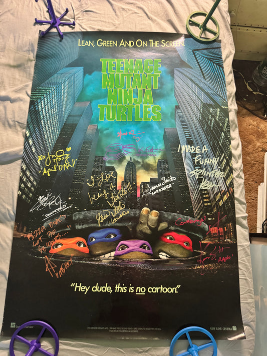 Teenage Mutant Ninja Turtles 1990 movie poster original Single sided 27x40 - Cast Signed 9x
