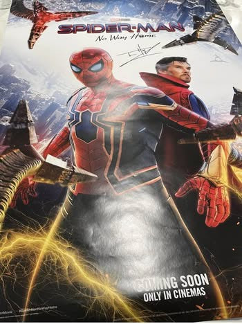 Spider-Man: No Way Home poster signed by Tom Holland with COA