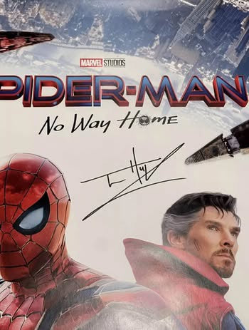 Spider-Man: No Way Home poster signed by Tom Holland with COA