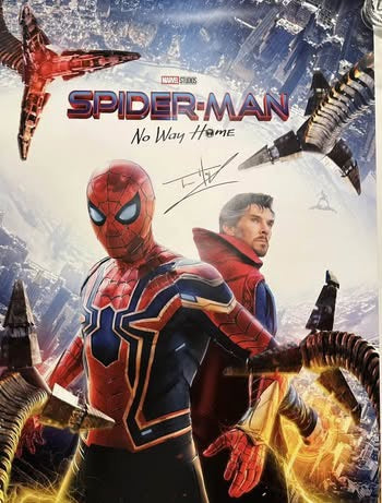 Spider-Man: No Way Home poster signed by Tom Holland with COA