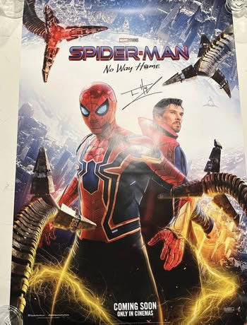 Spider-Man: No Way Home poster signed by Tom Holland with COA