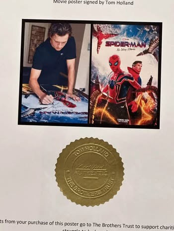Spider-Man: No Way Home poster signed by Tom Holland with COA