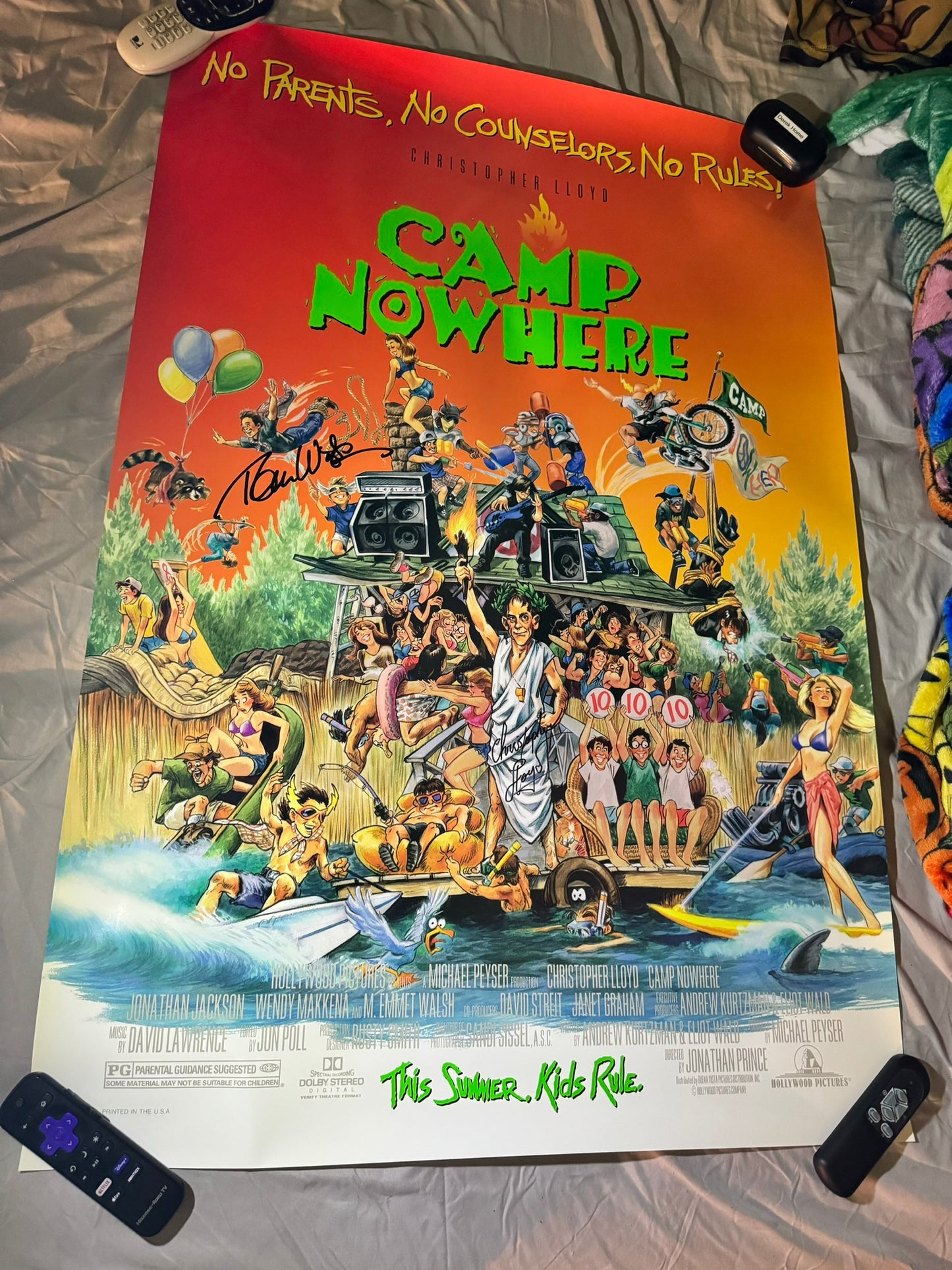 Camp Nowhere 1994 - Movie Poster 27x40 Double Sided Cast Signed X2 Christopher Lloyd, Tom Wilson - with COA