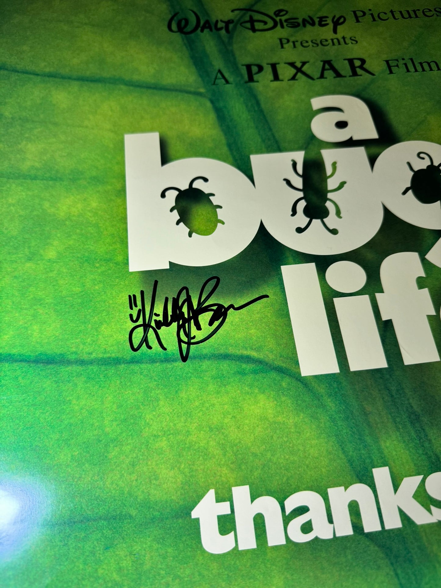 A Bugs Life 1998 - Pixar, Movie Poster 27x40 Double Sided Original, Cast Signed X3 Dave Foley with COA