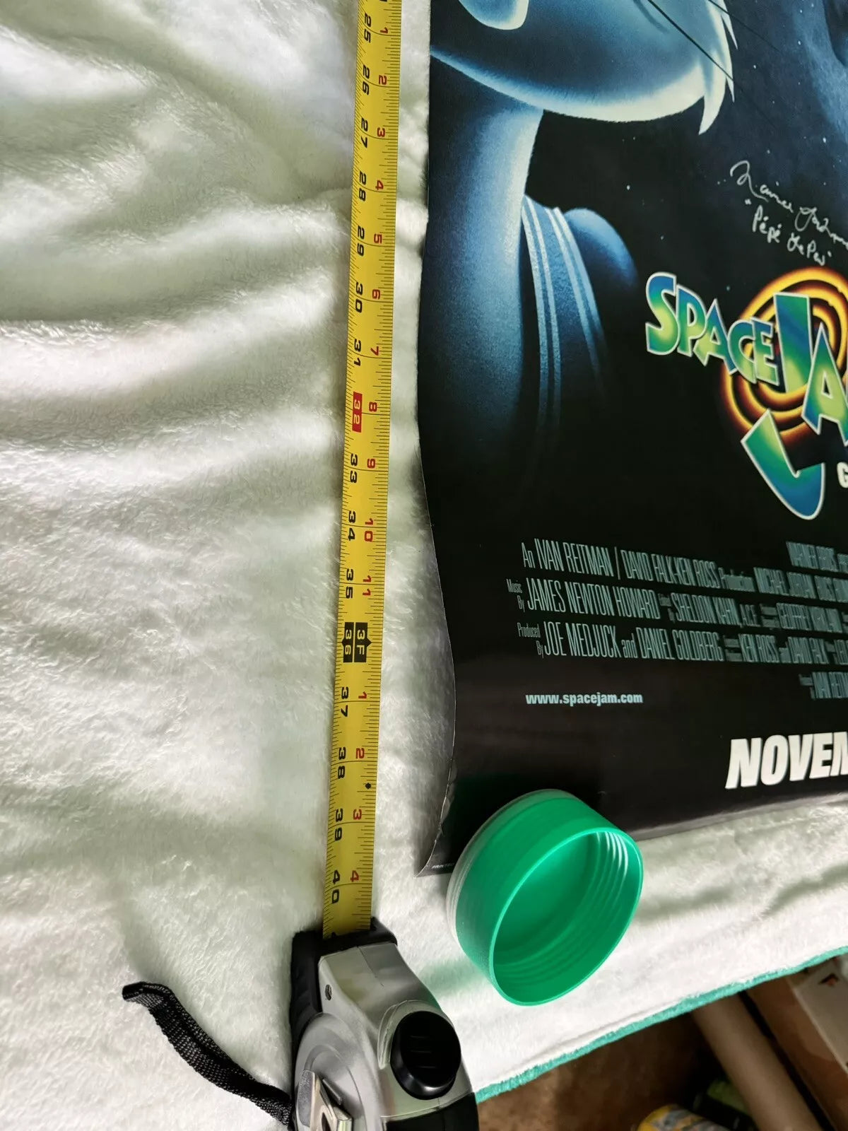 Space Jam 1996 - Movie Poster 27x40 Double Sided Cast Signed - West, Baker, Lamarche - Bugs, Daffy, Pepe - with COA