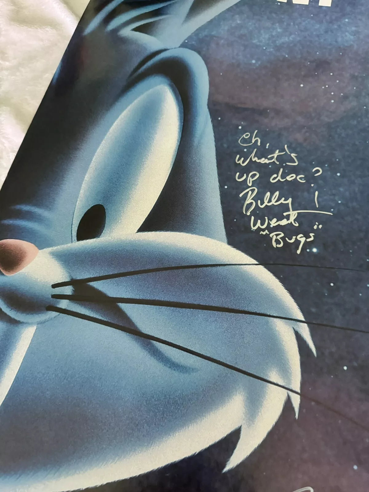 Space Jam 1996 - Movie Poster 27x40 Double Sided Cast Signed - West, Baker, Lamarche - Bugs, Daffy, Pepe - with COA