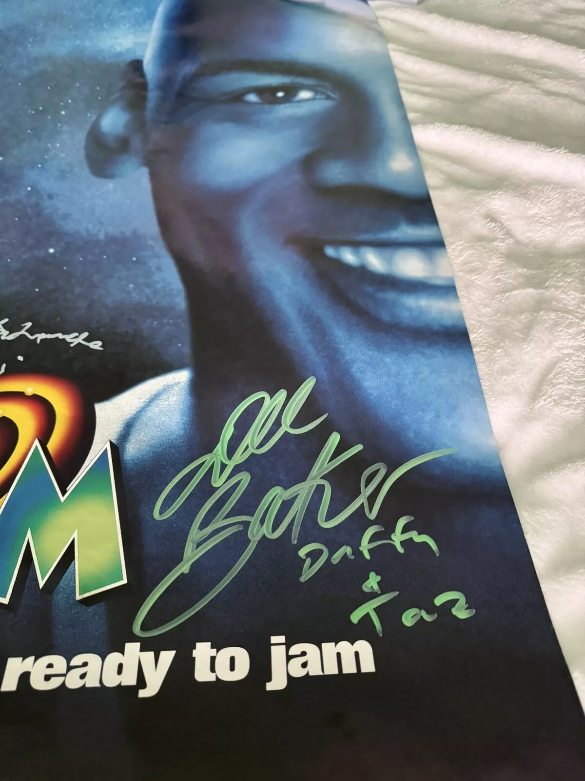 Space Jam 1996 - Movie Poster 27x40 Double Sided Cast Signed - West, Baker, Lamarche - Bugs, Daffy, Pepe - with COA