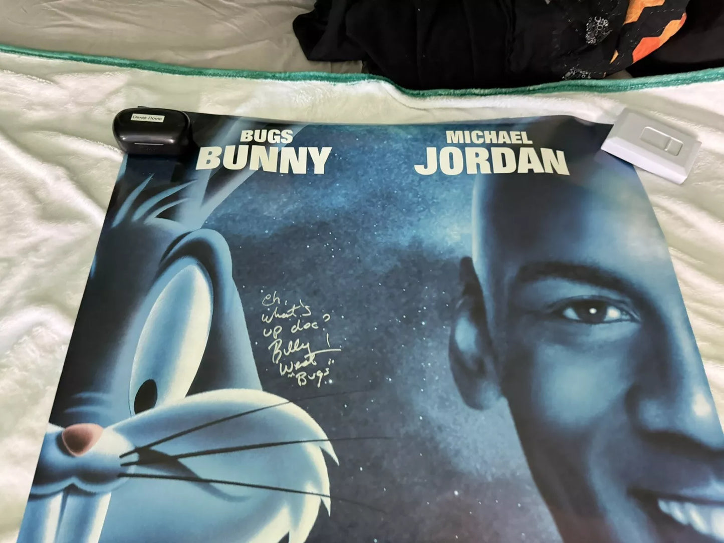 Space Jam 1996 - Movie Poster 27x40 Double Sided Cast Signed - West, Baker, Lamarche - Bugs, Daffy, Pepe - with COA