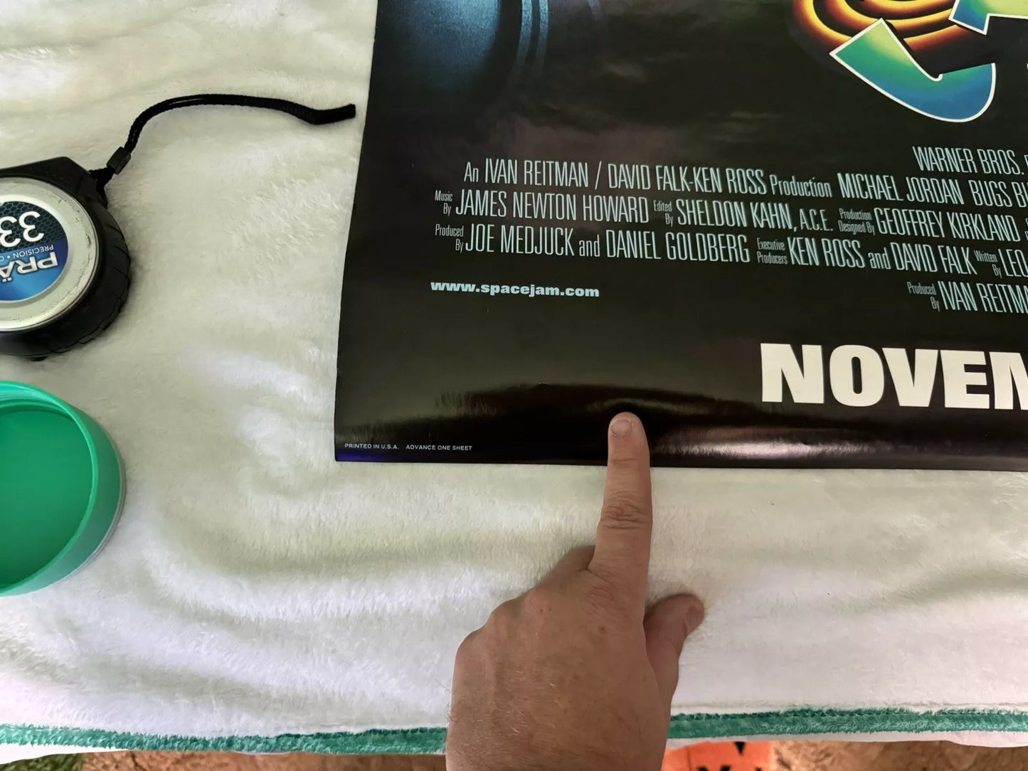 Space Jam 1996 - Movie Poster 27x40 Double Sided Cast Signed - West, Baker, Lamarche - Bugs, Daffy, Pepe - with COA