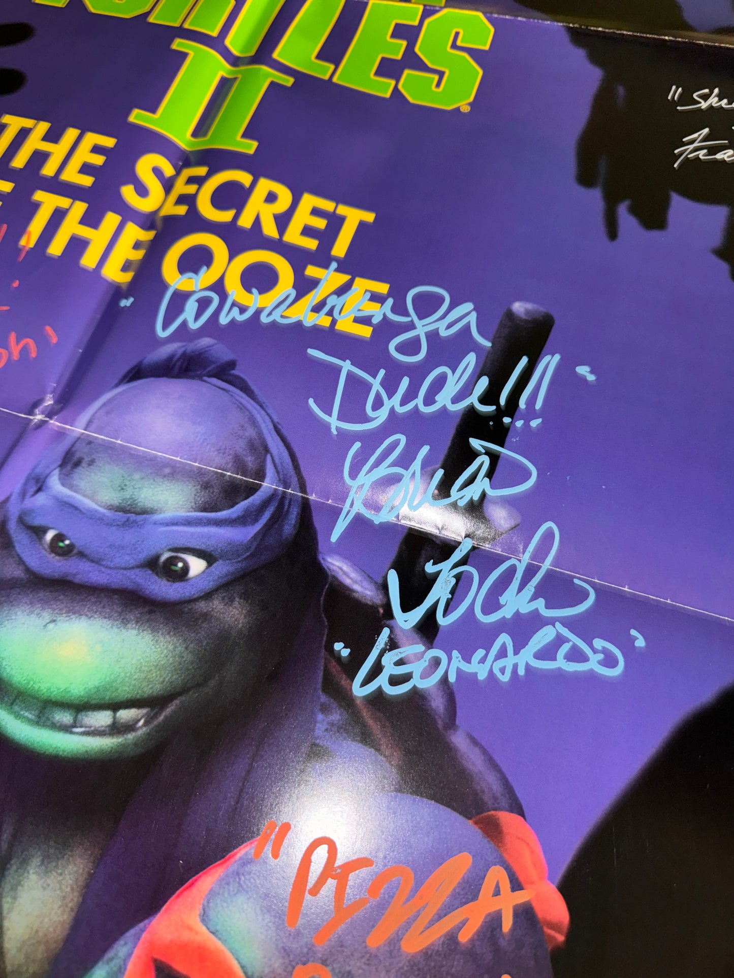 TMNT 2: Secret of the Ooze Movie Poster Original DS Folded 27x41 Cast Signed X10 W/COA