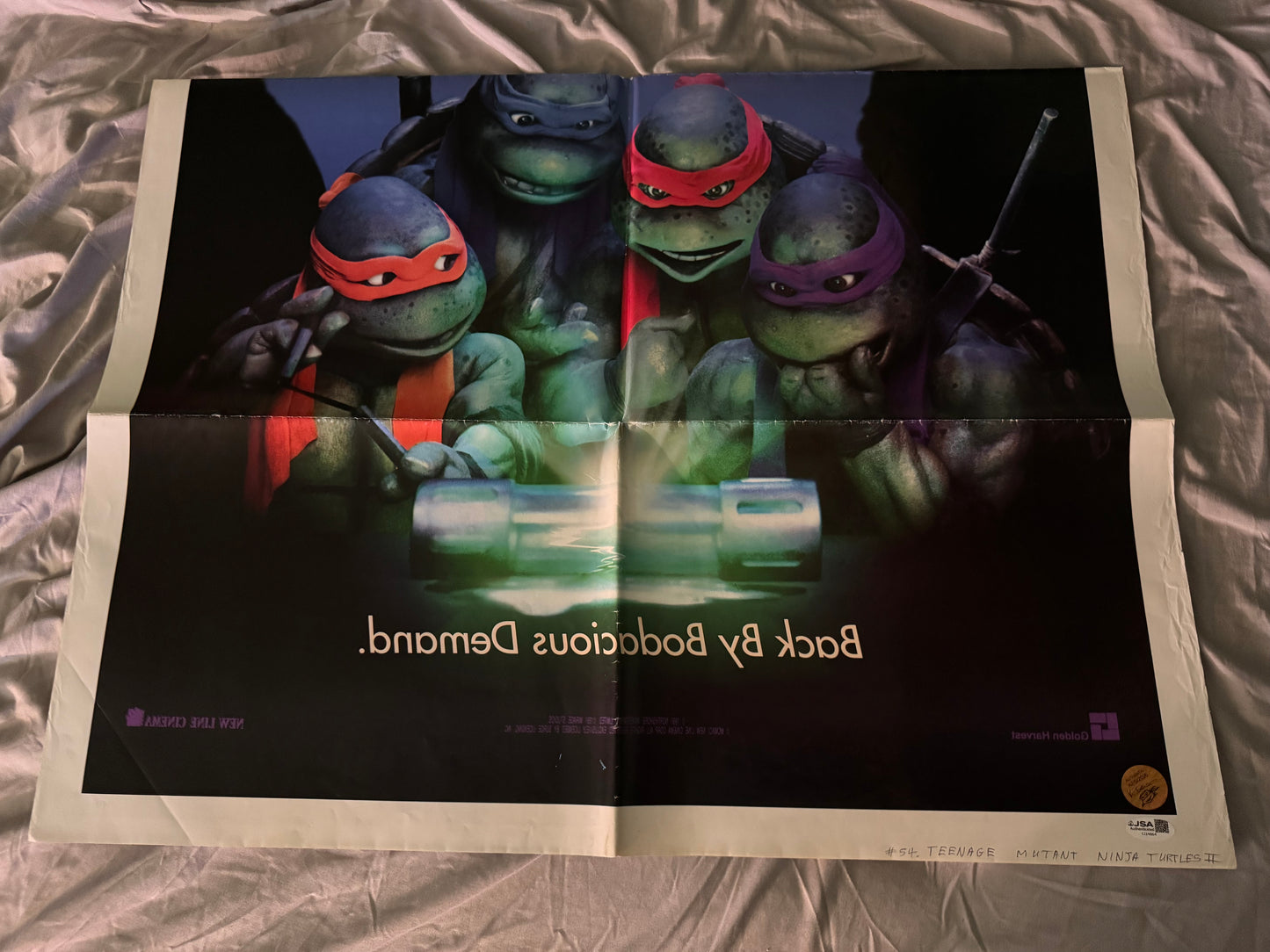 TMNT 2: Secret of the Ooze Movie Poster Original DS Folded 27x41 Cast Signed X10 W/COA