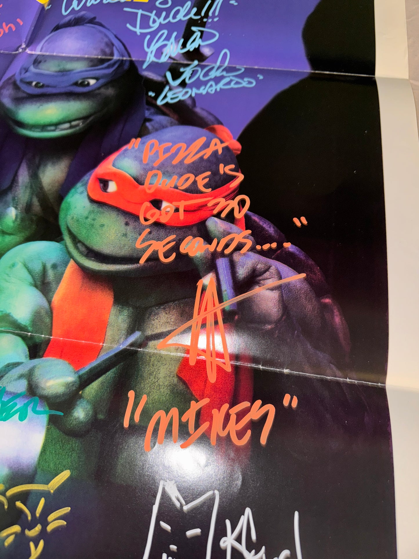 TMNT 2: Secret of the Ooze Movie Poster Original DS Folded 27x41 Cast Signed X10 W/COA