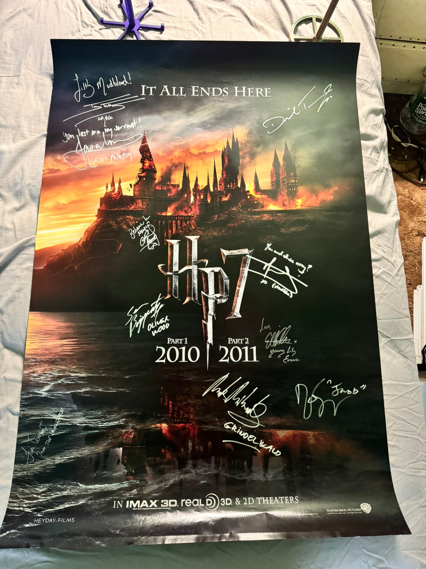 Harry Potter & the Deathly Hallows: Original Movie Poster 27x40 DS Cast Signed 11X W/COA