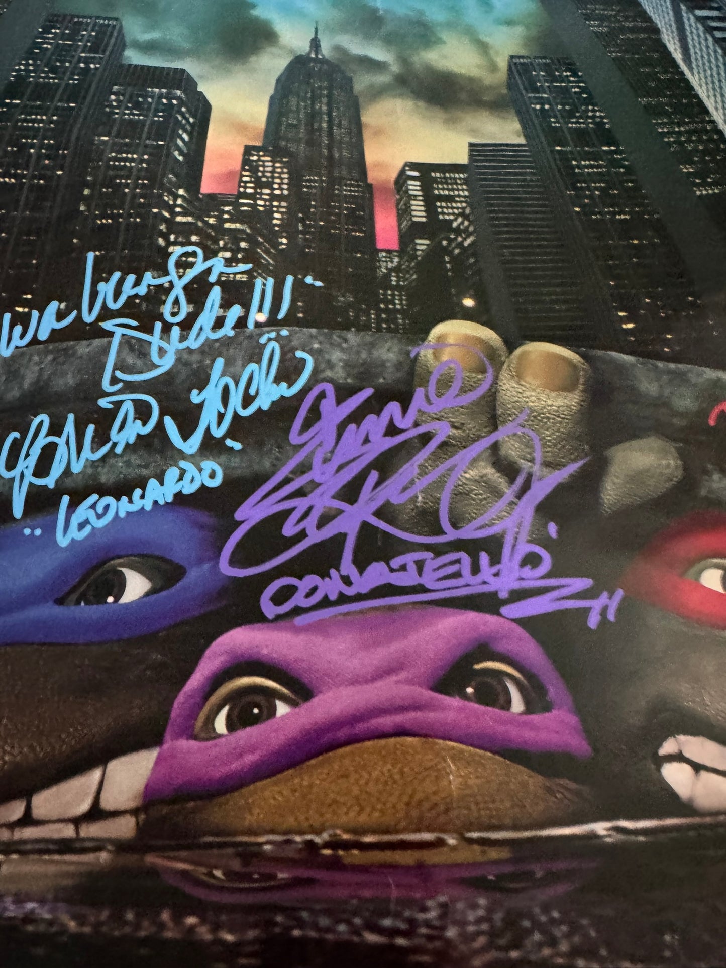 Teenage Mutant Ninja Turtles 1990 movie poster original SS 27x40 Cast Signed X9 W/COA