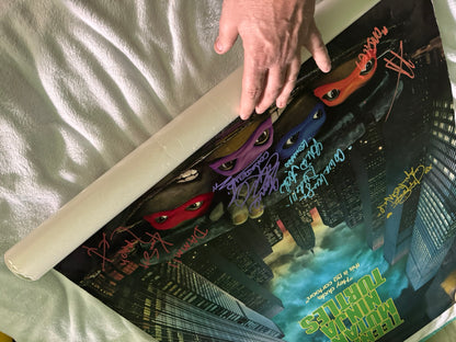 Teenage Mutant Ninja Turtles 1990 movie poster original SS 27x40 Cast Signed X9 W/COA