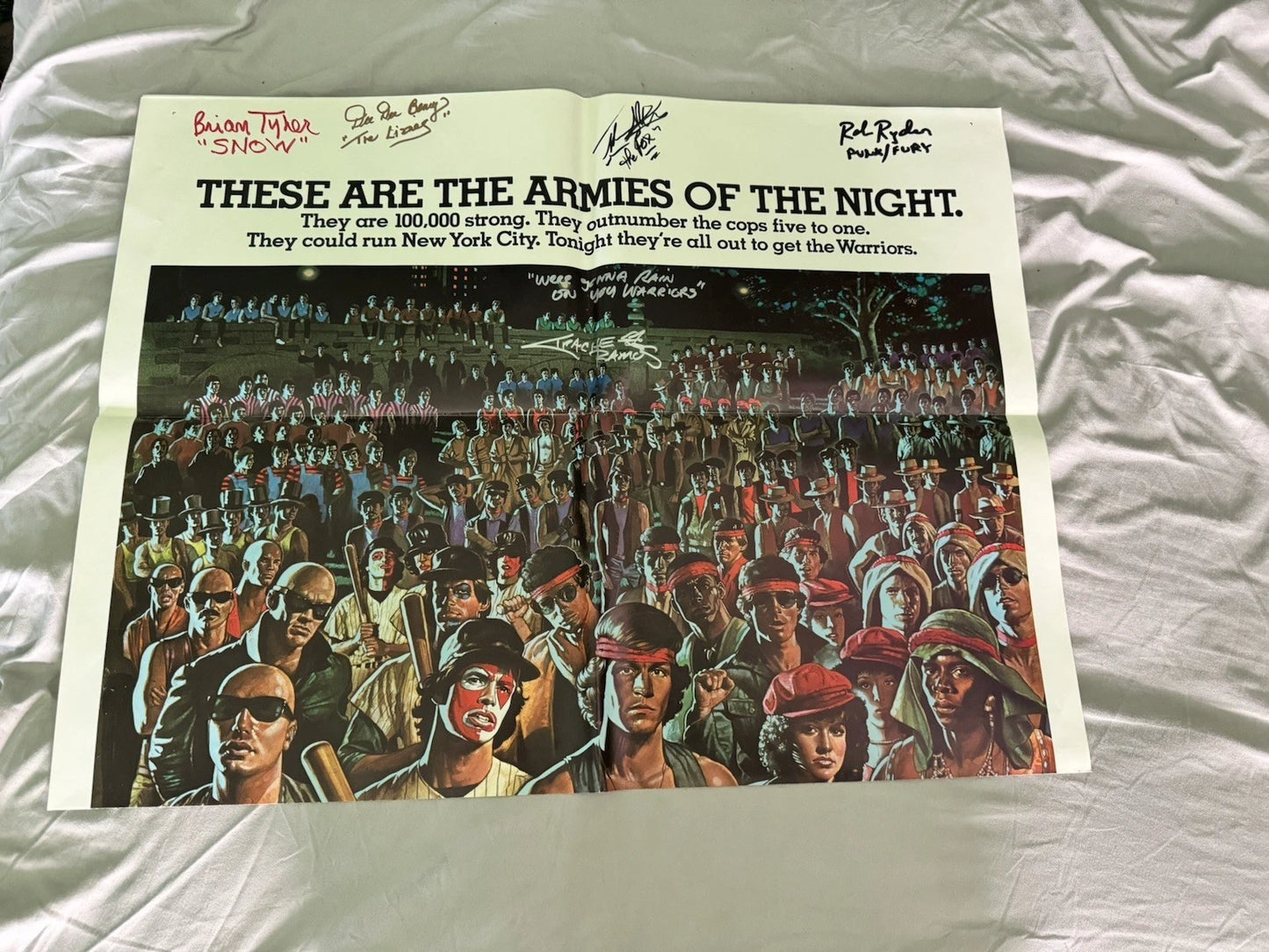 The Warriors 1979 Original Movie Poster 27x41 Cast Signed X9