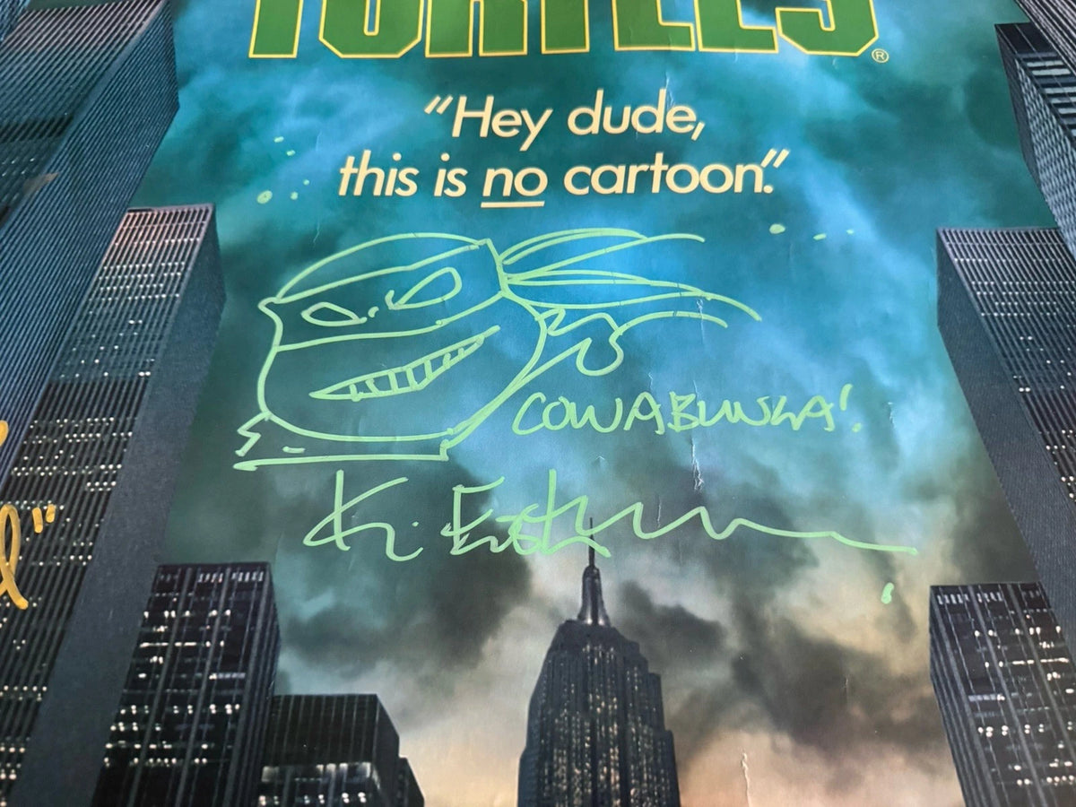 Teenage Mutant Ninja Turtles 1990 movie poster original SS 27x40 Cast Signed X9 W/COA