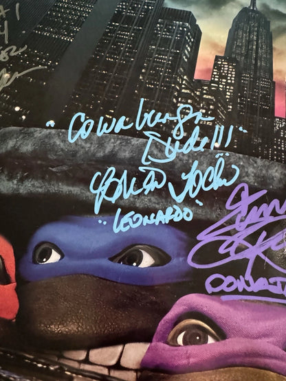 Teenage Mutant Ninja Turtles 1990 movie poster original SS 27x40 Cast Signed X9 W/COA