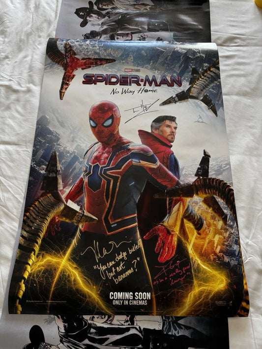 Cast Signed Spider-Man: No Way Home Movie Poster 27x40 Holland, Cox, Tomei W/COA
