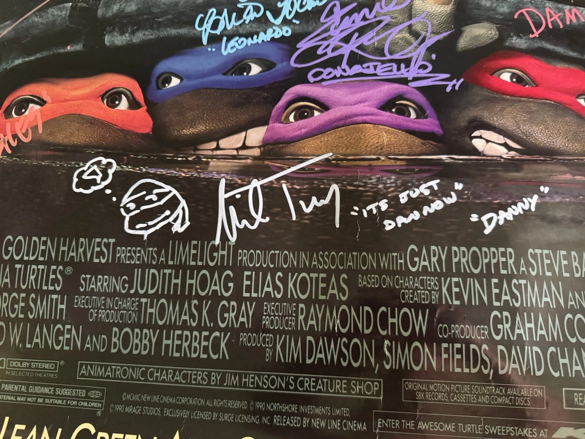 Teenage Mutant Ninja Turtles 1990 movie poster original SS 27x40 Cast Signed X9 W/COA