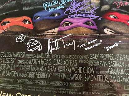 Teenage Mutant Ninja Turtles 1990 movie poster original SS 27x40 Cast Signed X9 W/COA