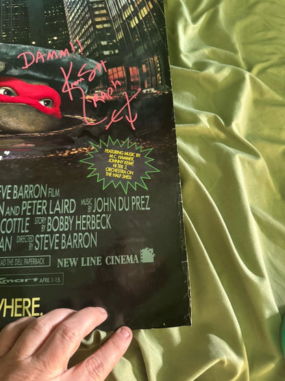 Teenage Mutant Ninja Turtles 1990 movie poster original SS 27x40 Cast Signed X9 W/COA
